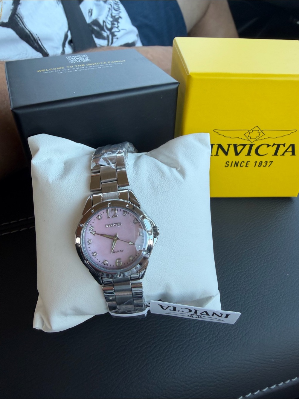 Brand New Invicta Angel Pink Mother of Pearl Crystal Dial Watch + Box & Papers
